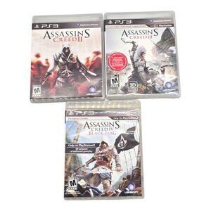 Assassins Creed II III IV Black Flag PS3 Game Bundle Sony PlayStation Tested